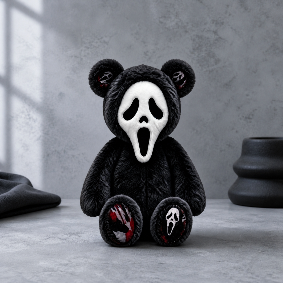 Black Bear Ghost Face Plush - Halloween