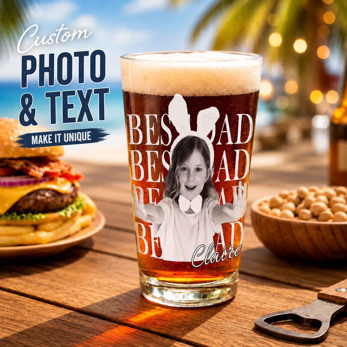 Custom Photo Beer Glass - Best Dad Ever
