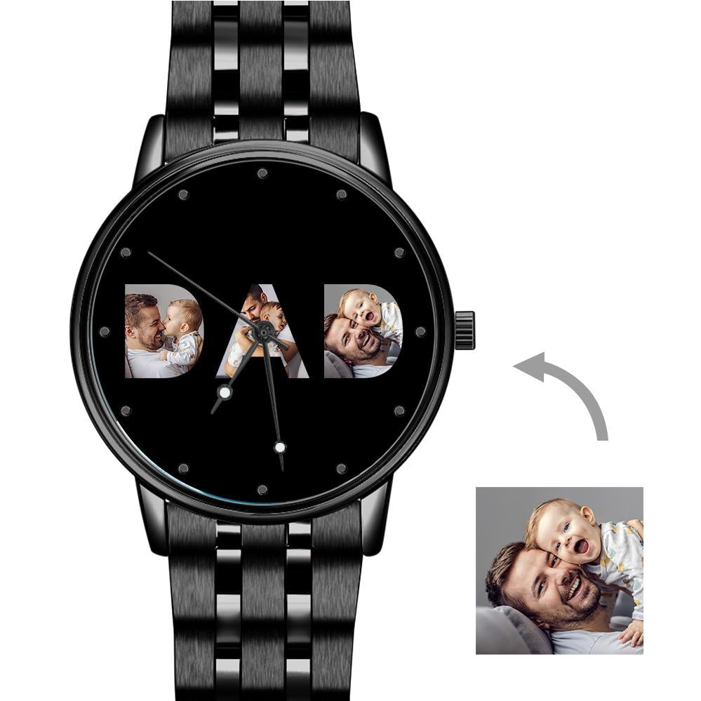 Custom Photo Men's Black Alloy Watch