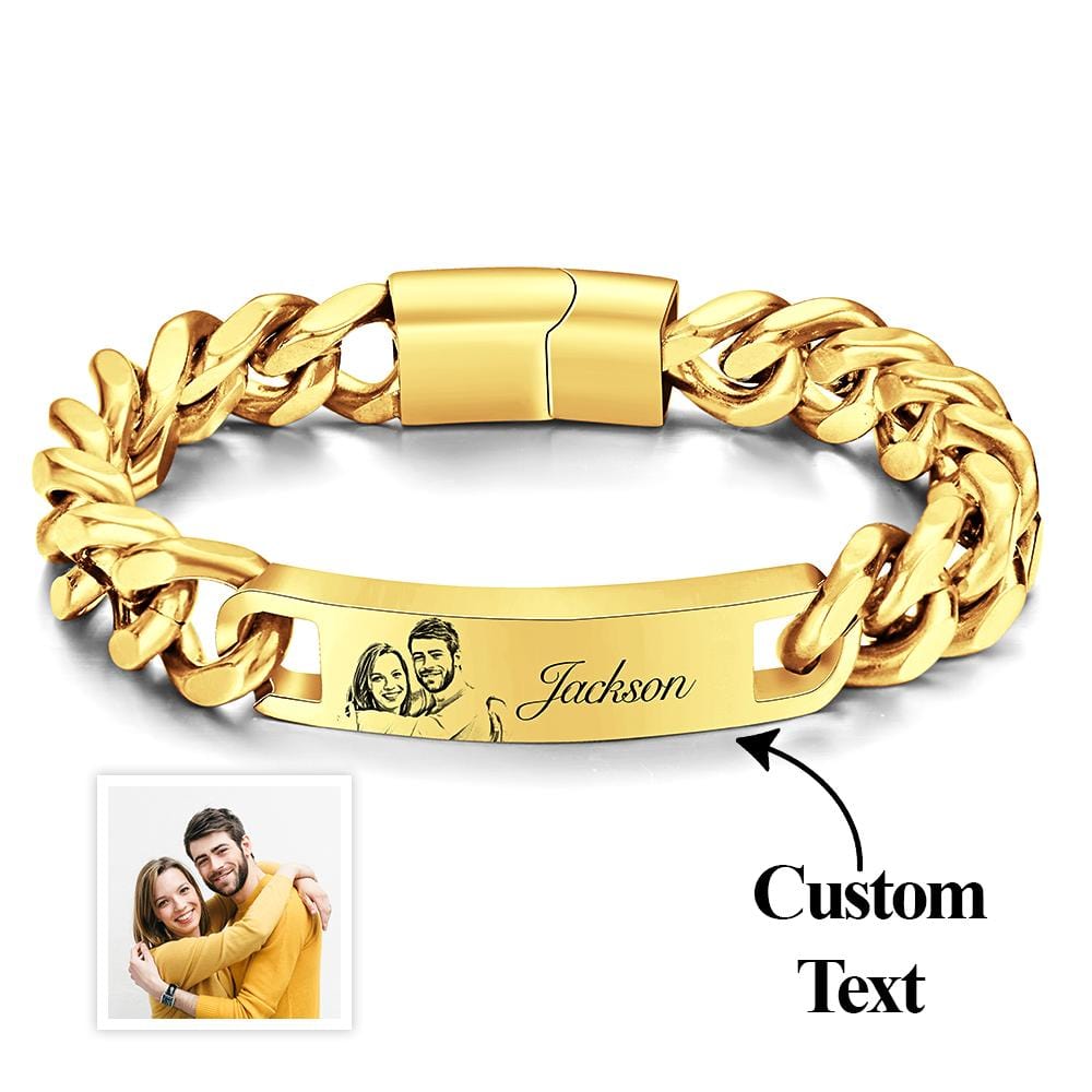 Gifts for Husband - engraved photo bracelet