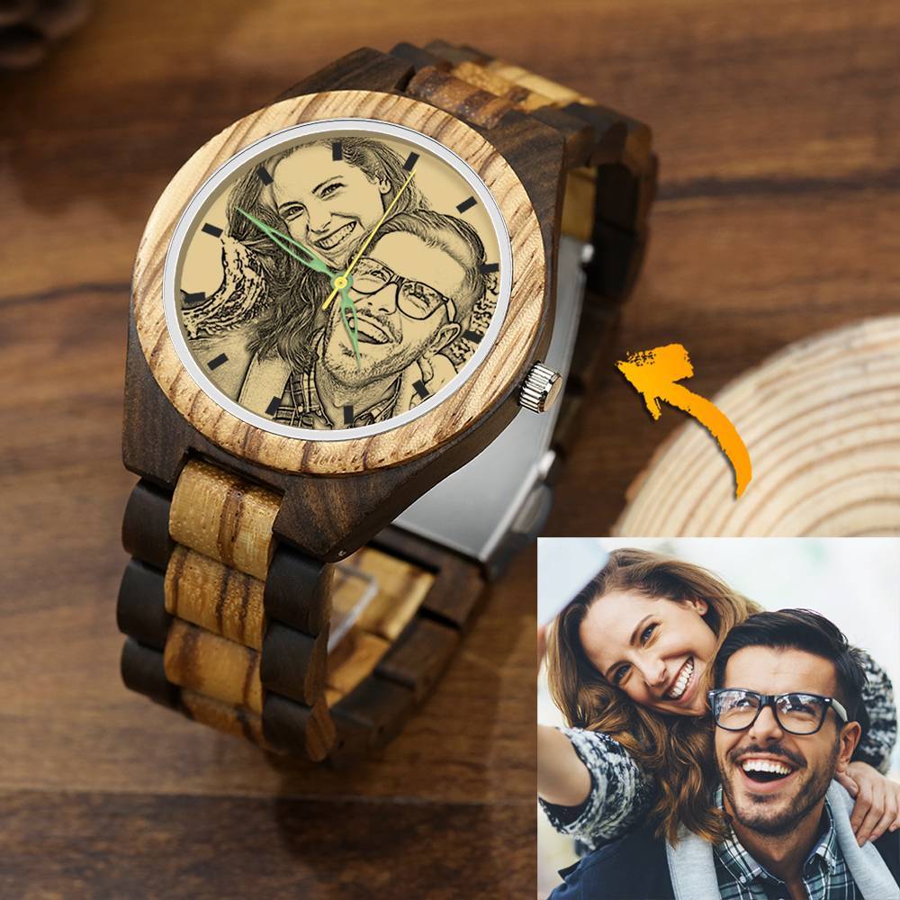 Gifts for Dad - engraved photo watch