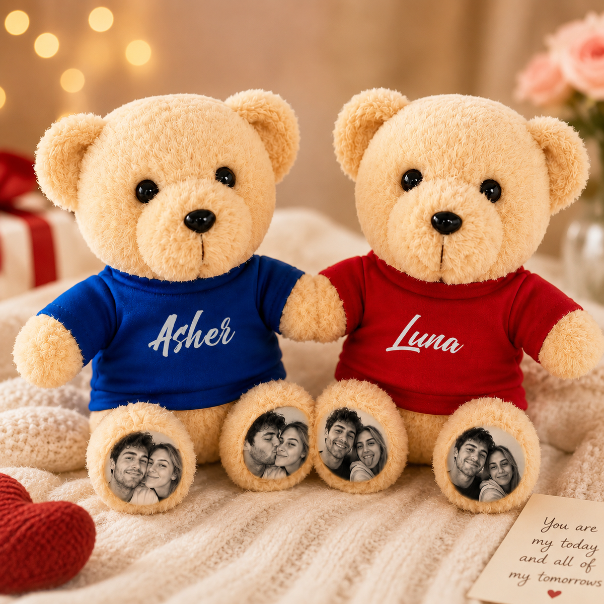 Personalized Teddy Bear with Photo Feet & Name Shirt