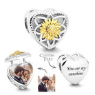 Sunflower Photo Charm with Engraved Text