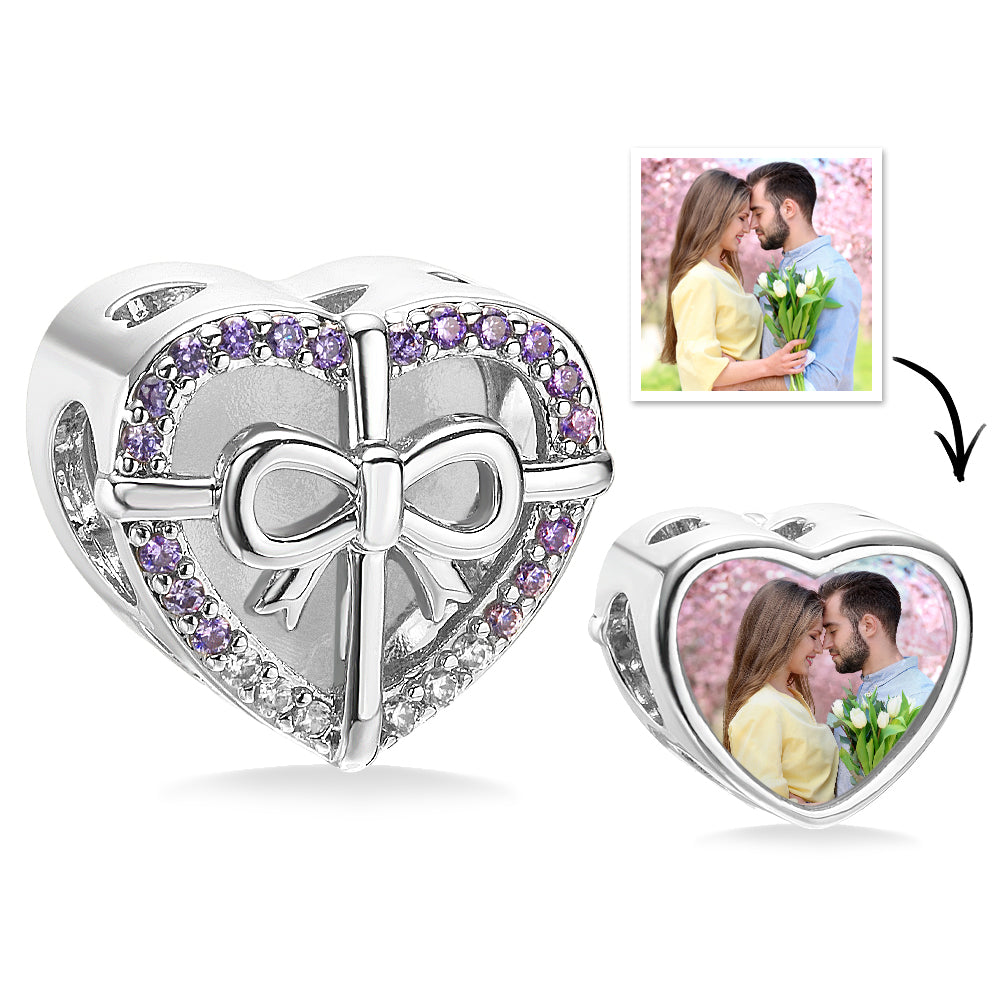 Custom Photo Heart Bow Tie Charm