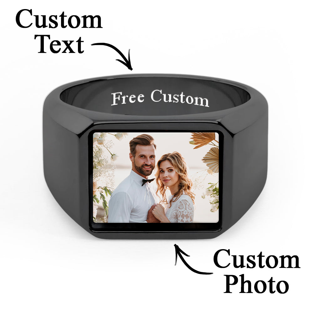 Custom Photo Signet Ring - Stainless Steel