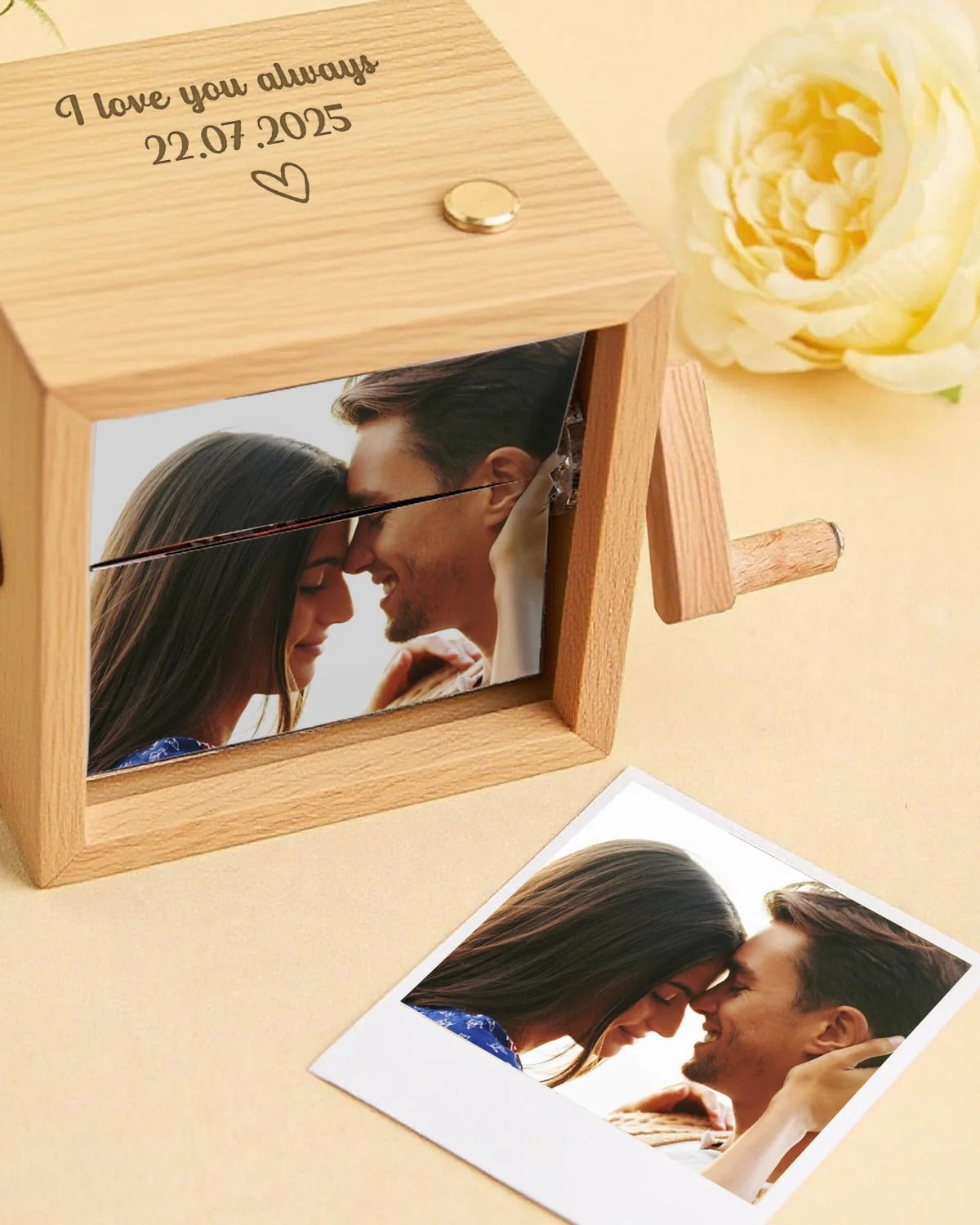 Personalized photo flipbook music box keepsake